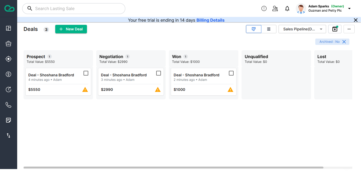 Enterprise CRM System screenshot 1
